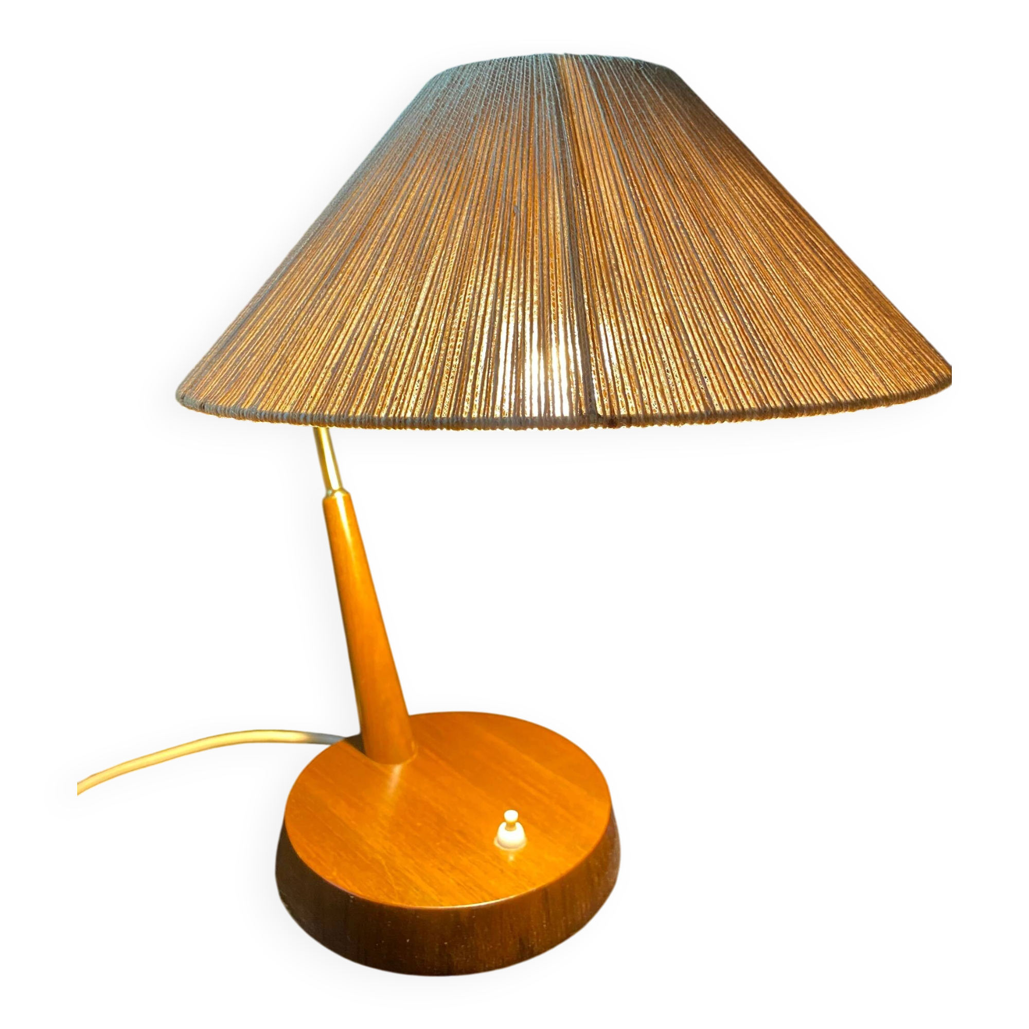 Mid-century modern Temde sisal desk lamp, Germany / Switzerland 1960s