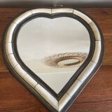 Heart-shaped bone and brass mirror