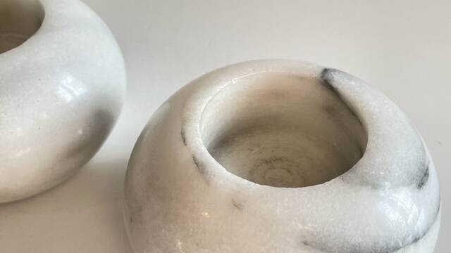 2 marble ball tealight holders from the 70s