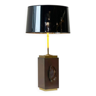 Vintage brass agate table lamp, 1970s