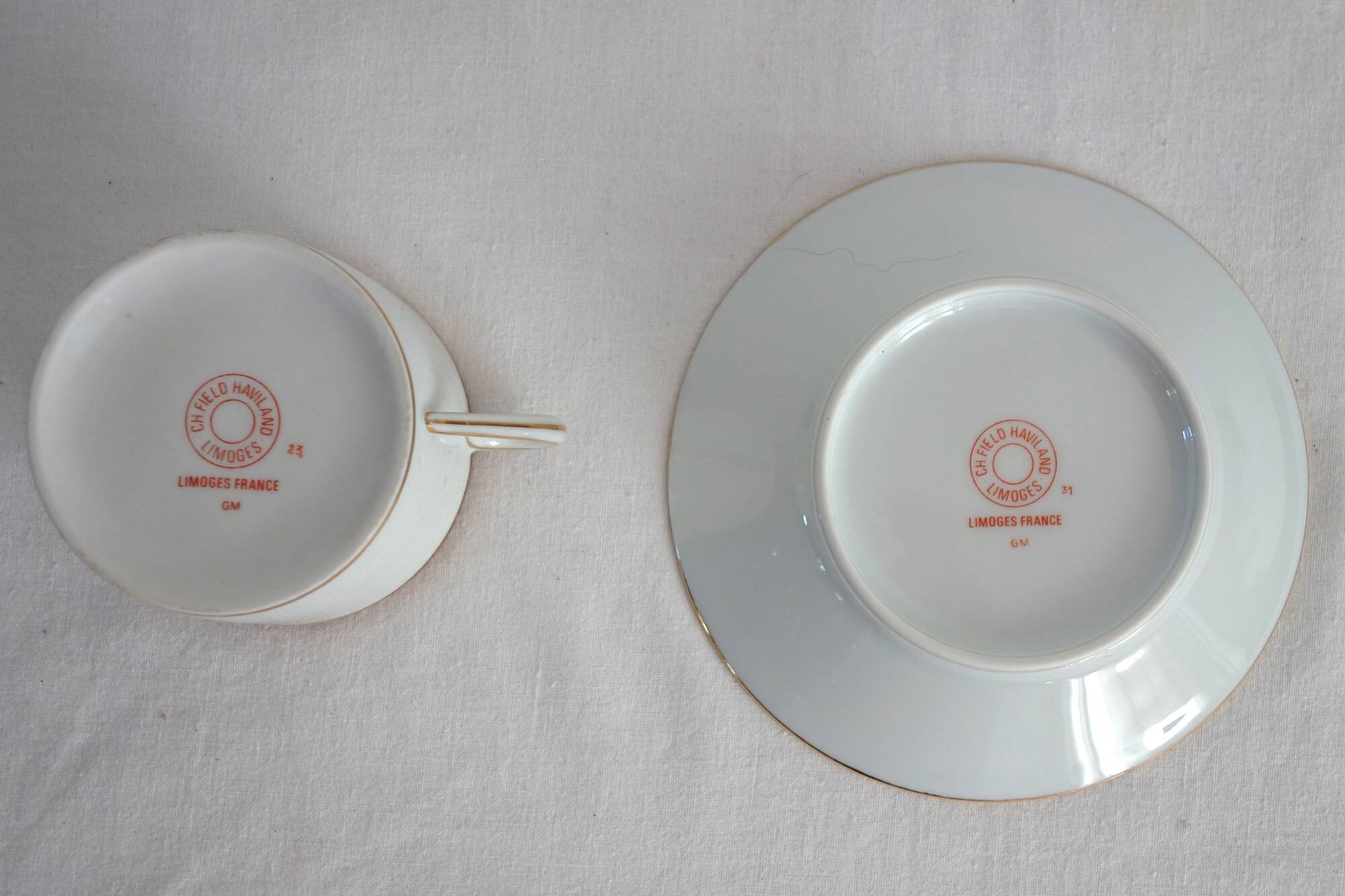 2 cups with saucers Charles Haviland, mid 20th century