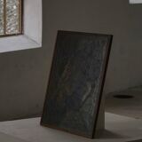 Mid-century pastel oil abstract painting, Danish artist, patinated wooden frame.