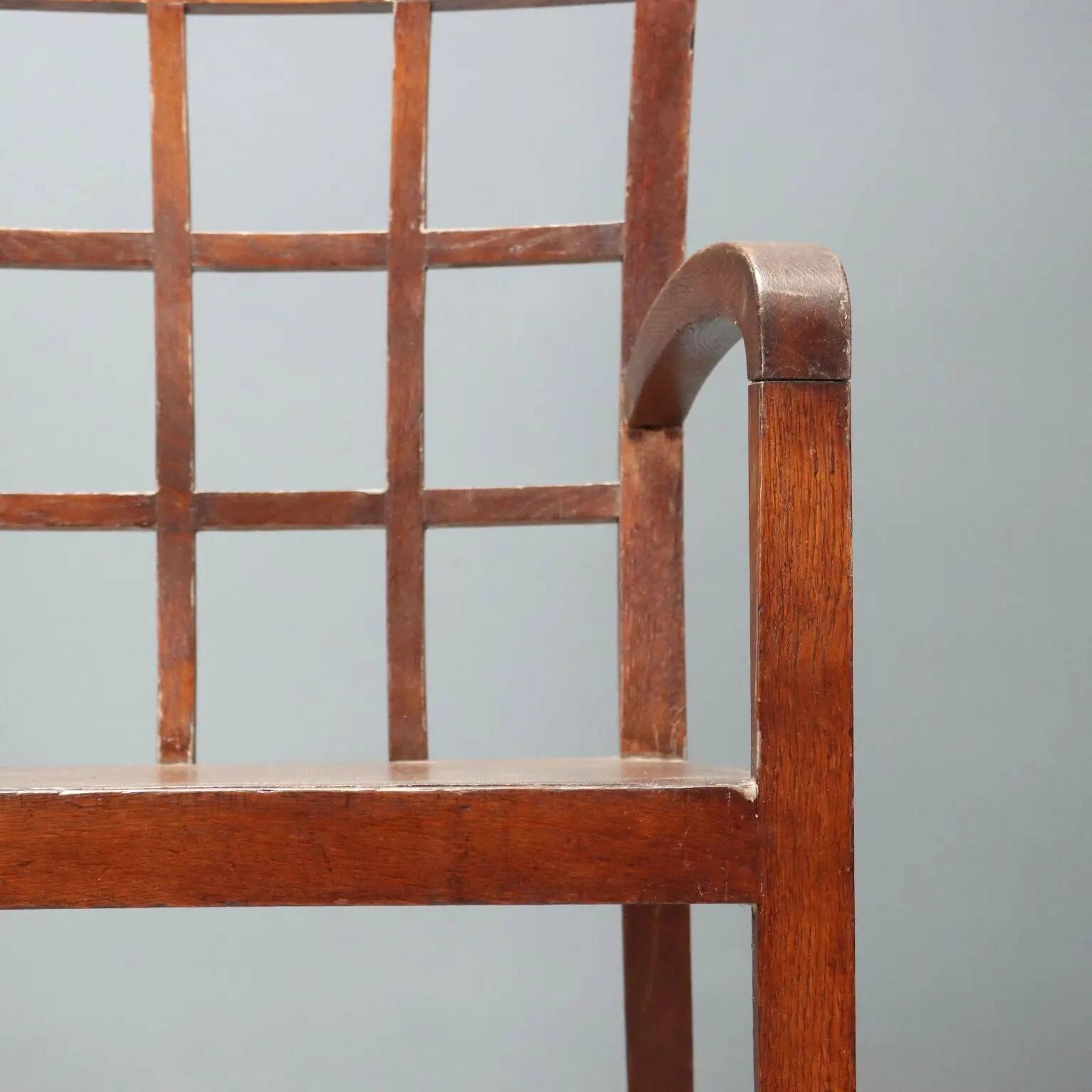 Pair of antique Art Deco armchairs in oak, Italy, 20th century
