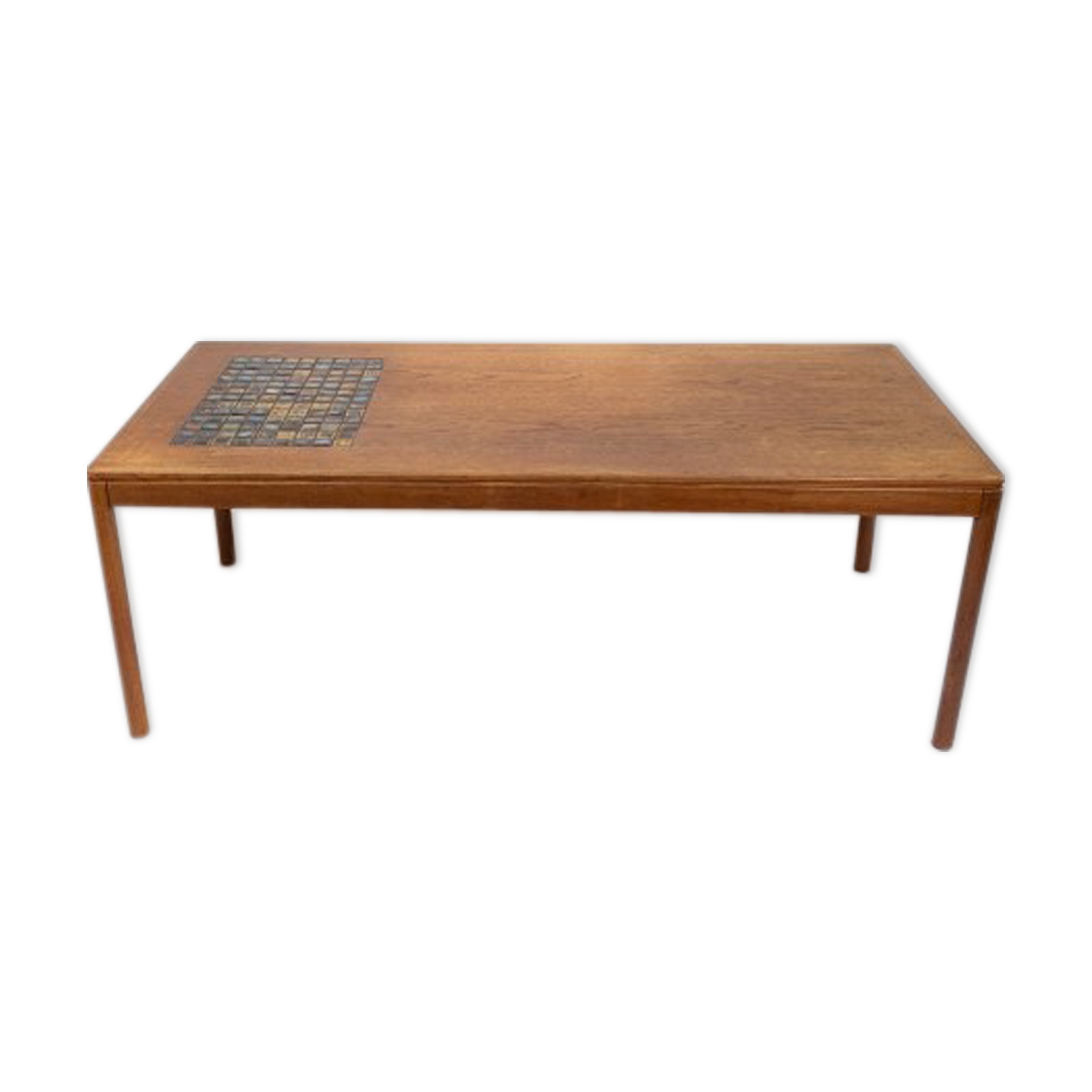 Coffee table in teak with brown ceramic tiles of danish design from the 1960s.