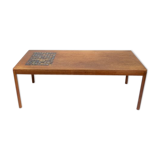 Coffee table in teak with brown ceramic tiles of danish design from the 1960s.