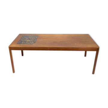 Coffee table in teak with brown ceramic tiles of danish design from the 1960s.