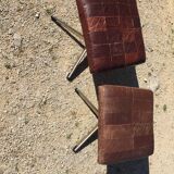 Two leather and metal stools Denmark 60s