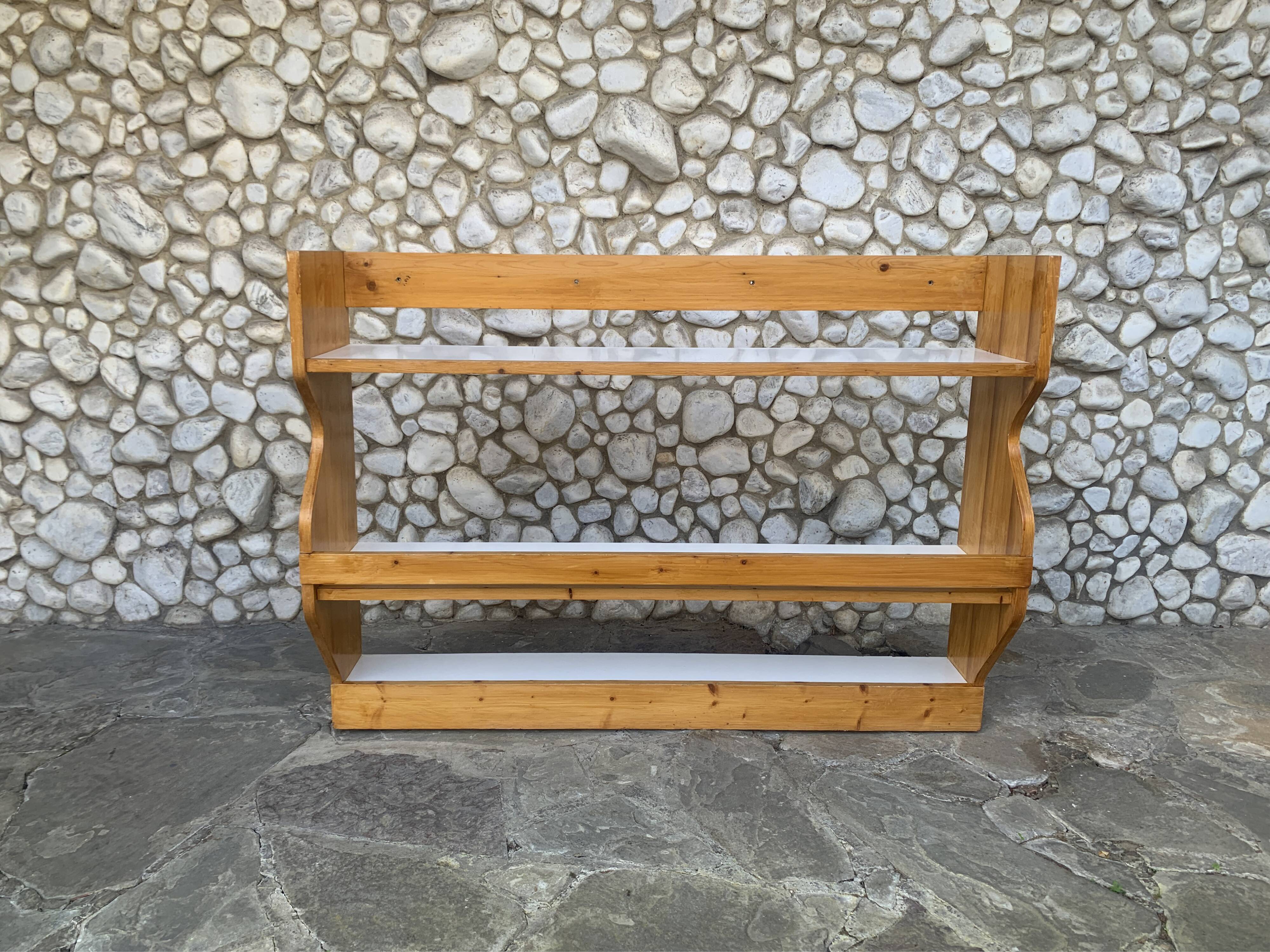 Wall-mounted pine sideboard by Charlotte Perriand from Les Arcs 1800, circa 1970.