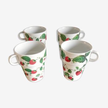 Set 4 cups strawberry Eva d'Arley