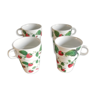 Ensemble 4 tasses fraise Eva d'Arley