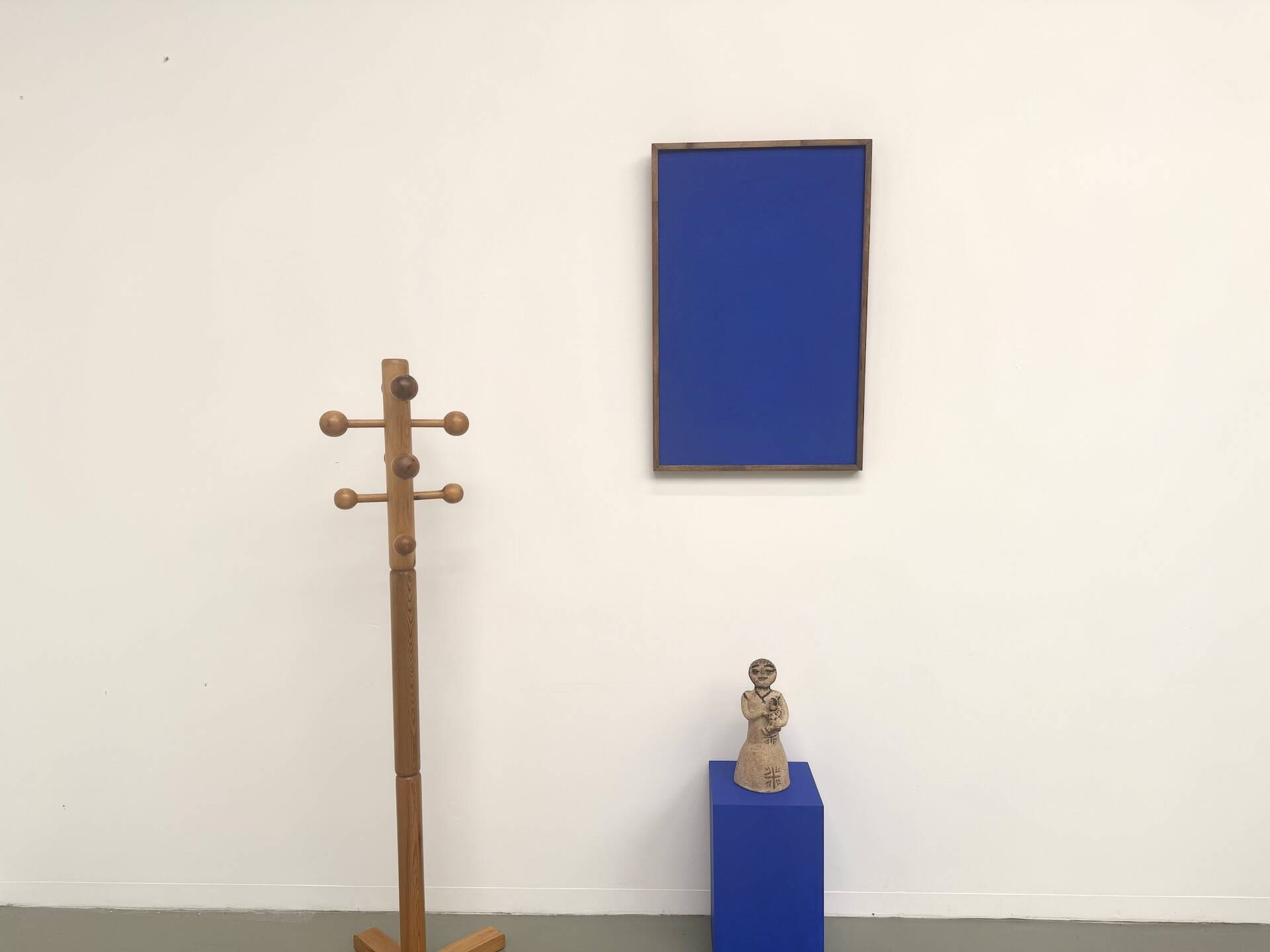 Monochrome table in ultramarine blue, acrylic on solid wood.