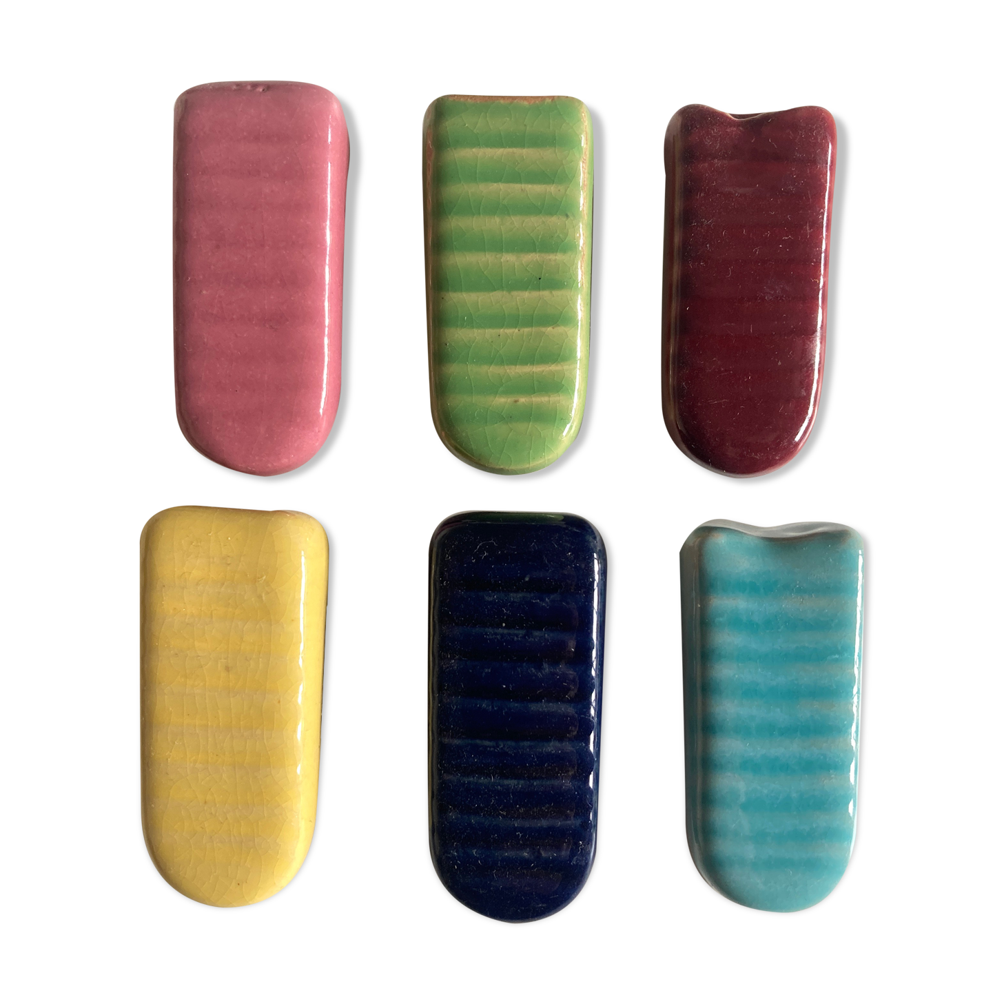 Set of 6 door knives in varnished earth 1960