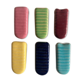 Set of 6 door knives in varnished earth 1960