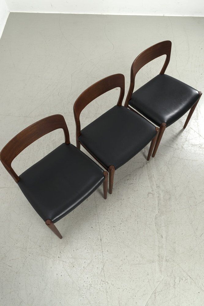Model 75 Chairs by Niels Otto N. O. Møller, Set of 3