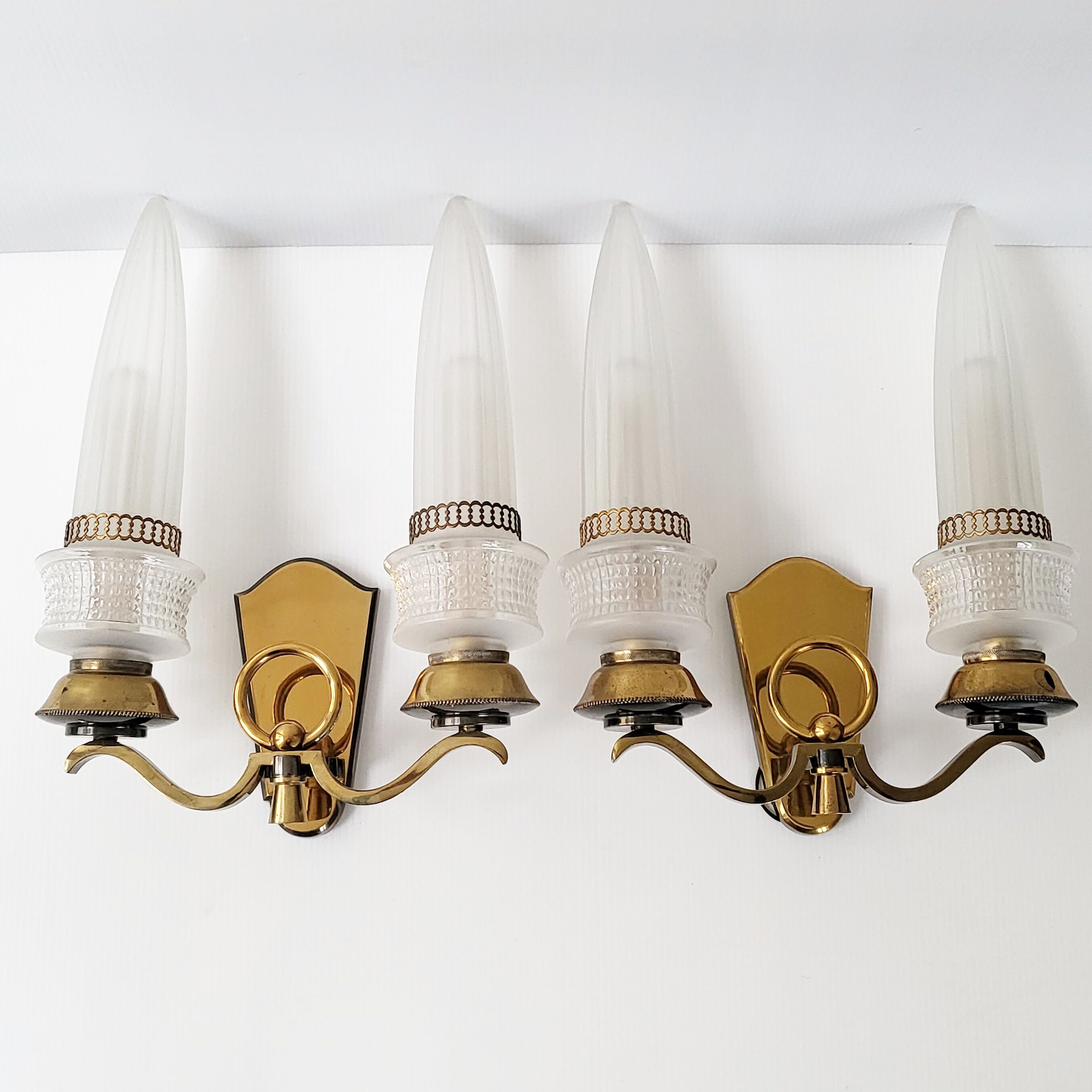 Pair of vintage bronze wall lamps house Libéros 1950