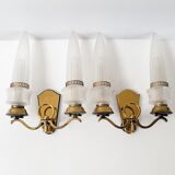 Pair of vintage bronze wall lamps house Libéros 1950