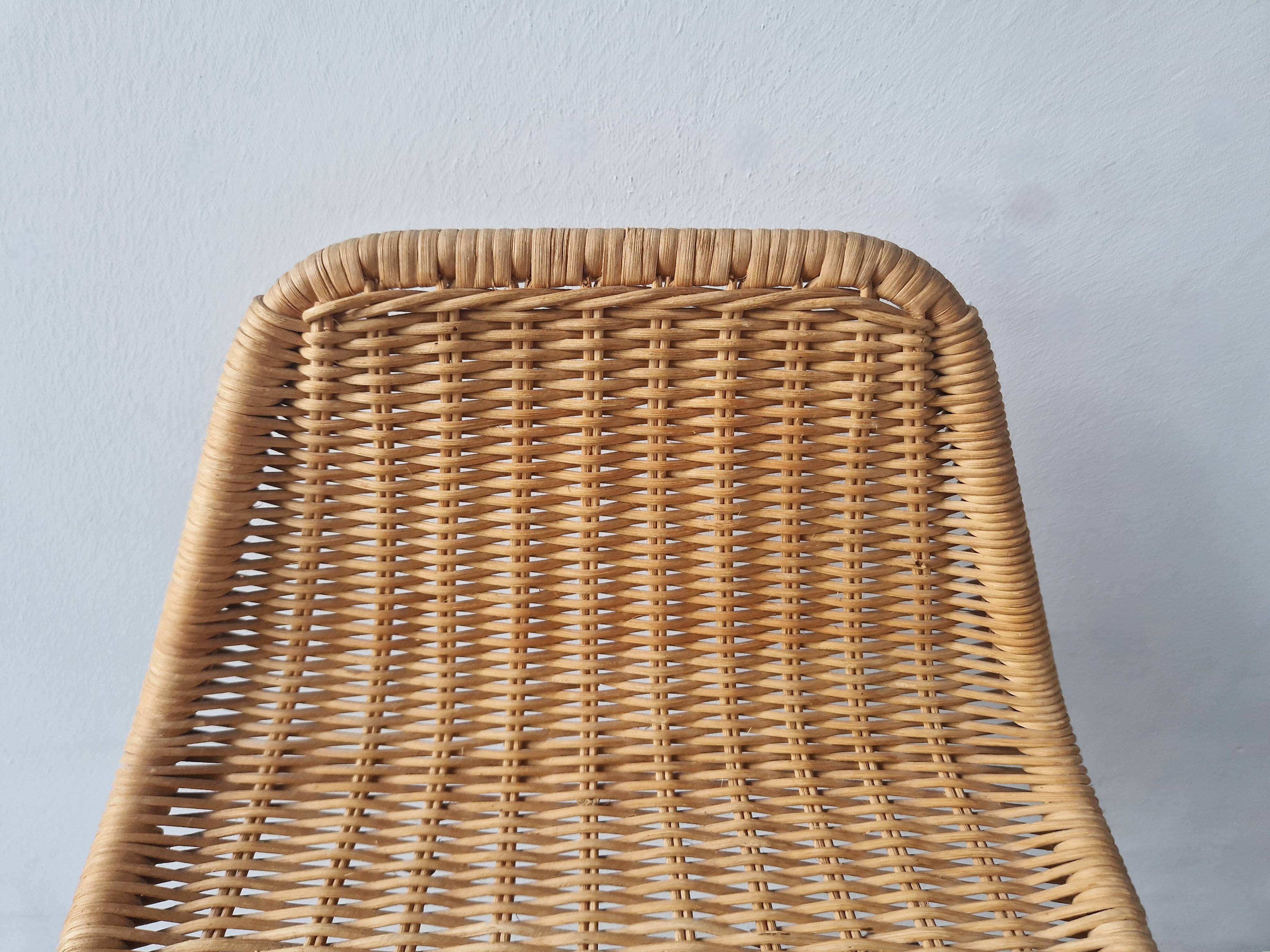 Low model stool of wicker and metal by Rohé Noordwolde, The Netherlands 1960's