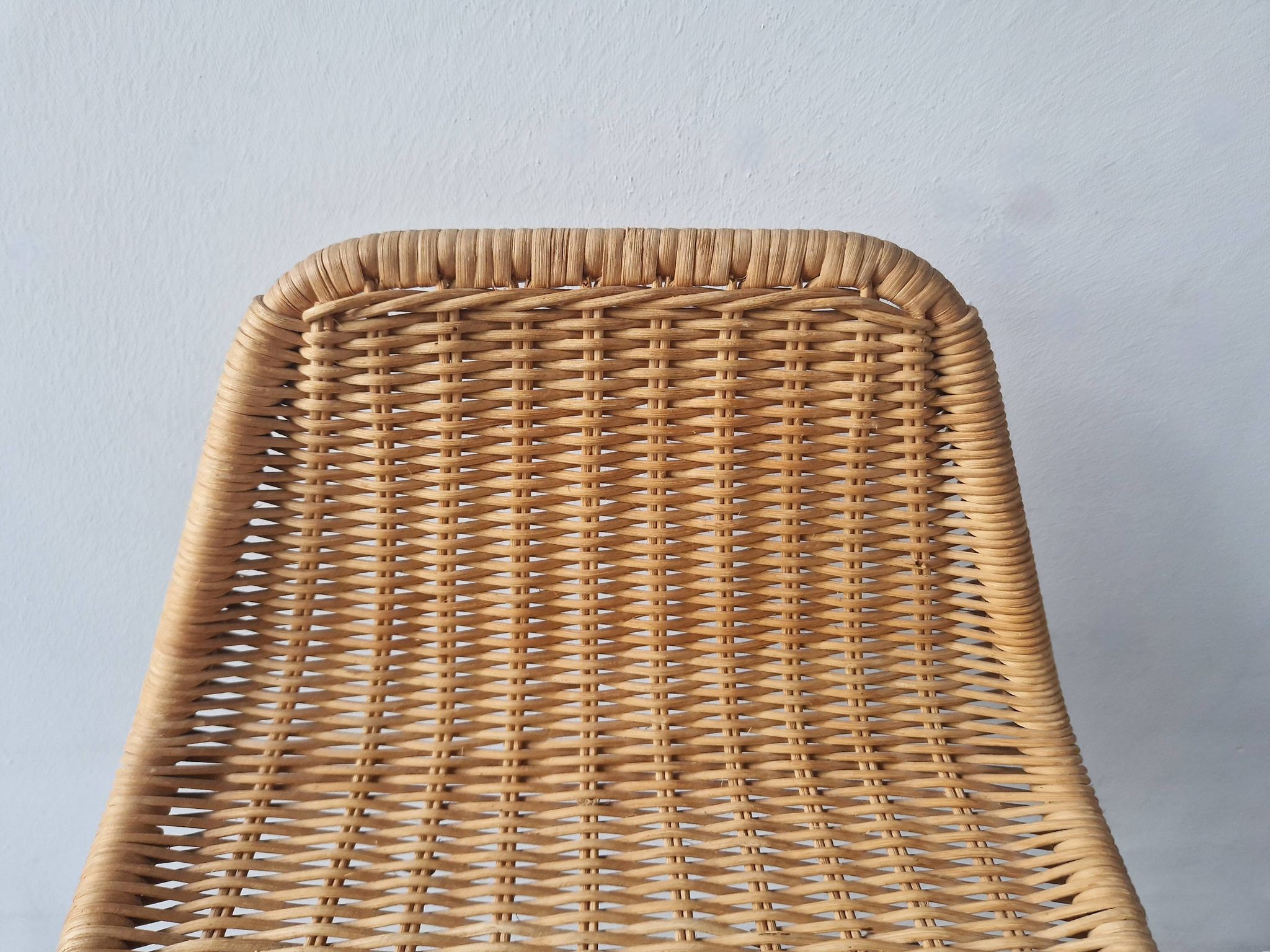 Low model stool of wicker and metal by Rohé Noordwolde, The Netherlands 1960's