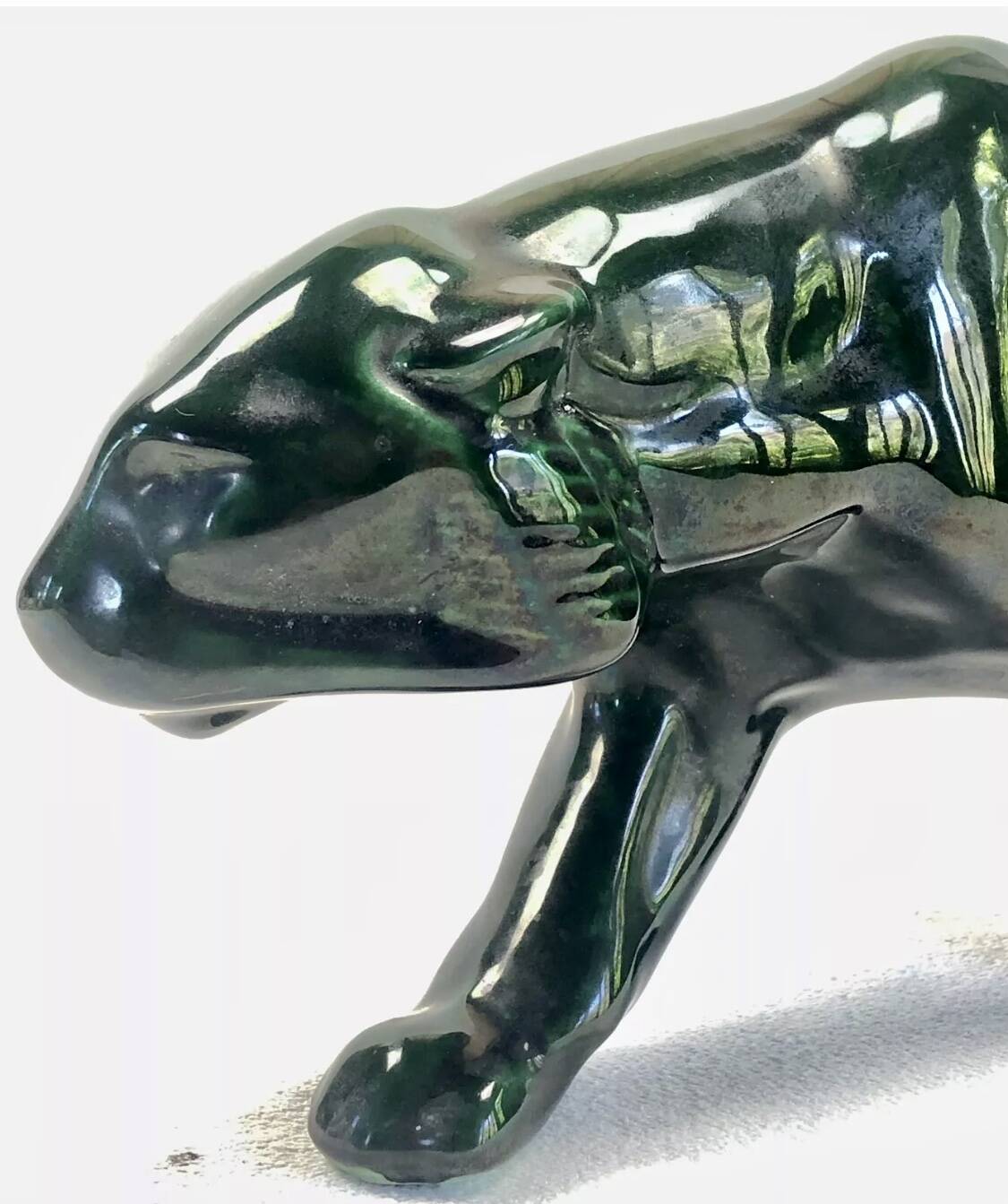 Ancienne statue statue lionne tigre Art Déco 1930 craquelé Saint Clément