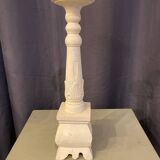 Large table candle holder candlestick in white patina wood for round candle