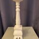 Grand bougeoir de table chandelier en bois patine blanc pour bougie ronde