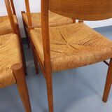 Set of 6 vintage teak Danish rope chairs Gessef Consorzio Sedie Friuli