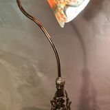 Bronze lamp, art nouveau brass 50x30 with tulip glass paste