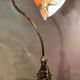 Bronze lamp, art nouveau brass 50x30 with tulip glass paste