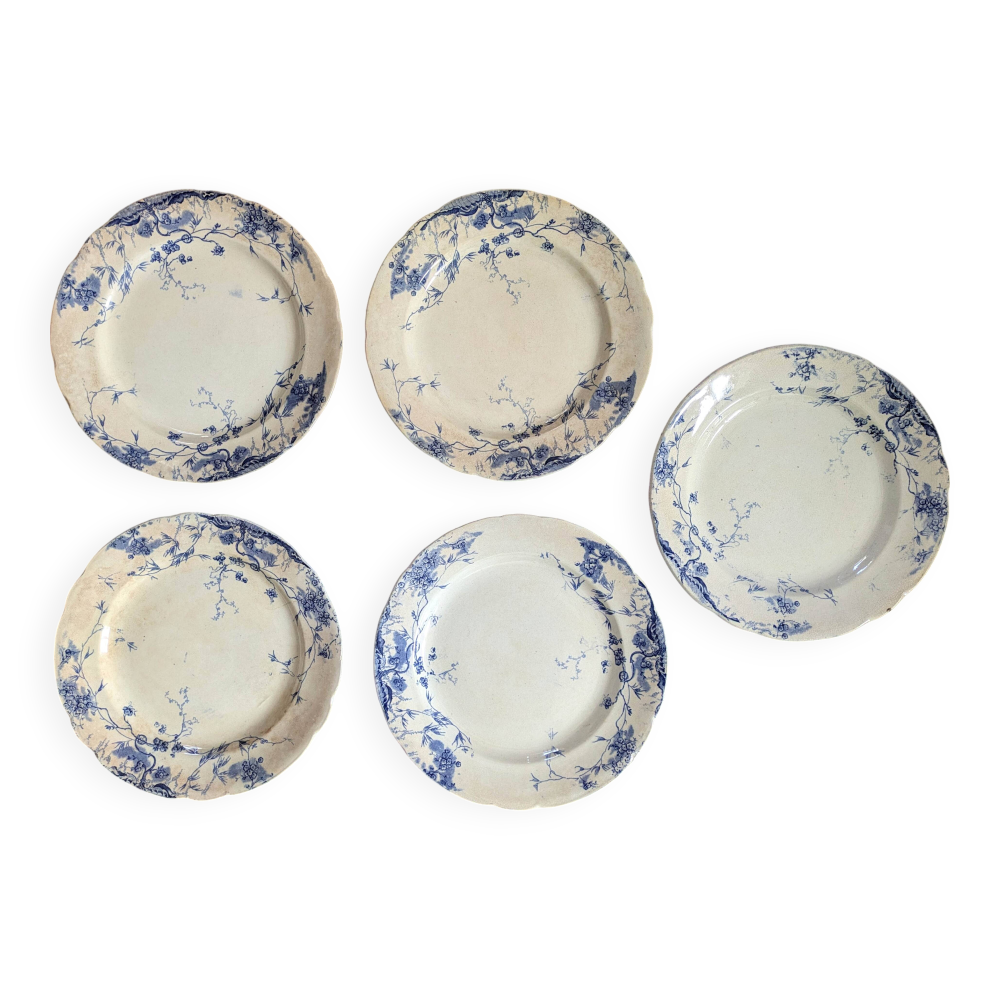 Set of 5 Empire Works Stoke on Trent "Zephyr" series dessert plates