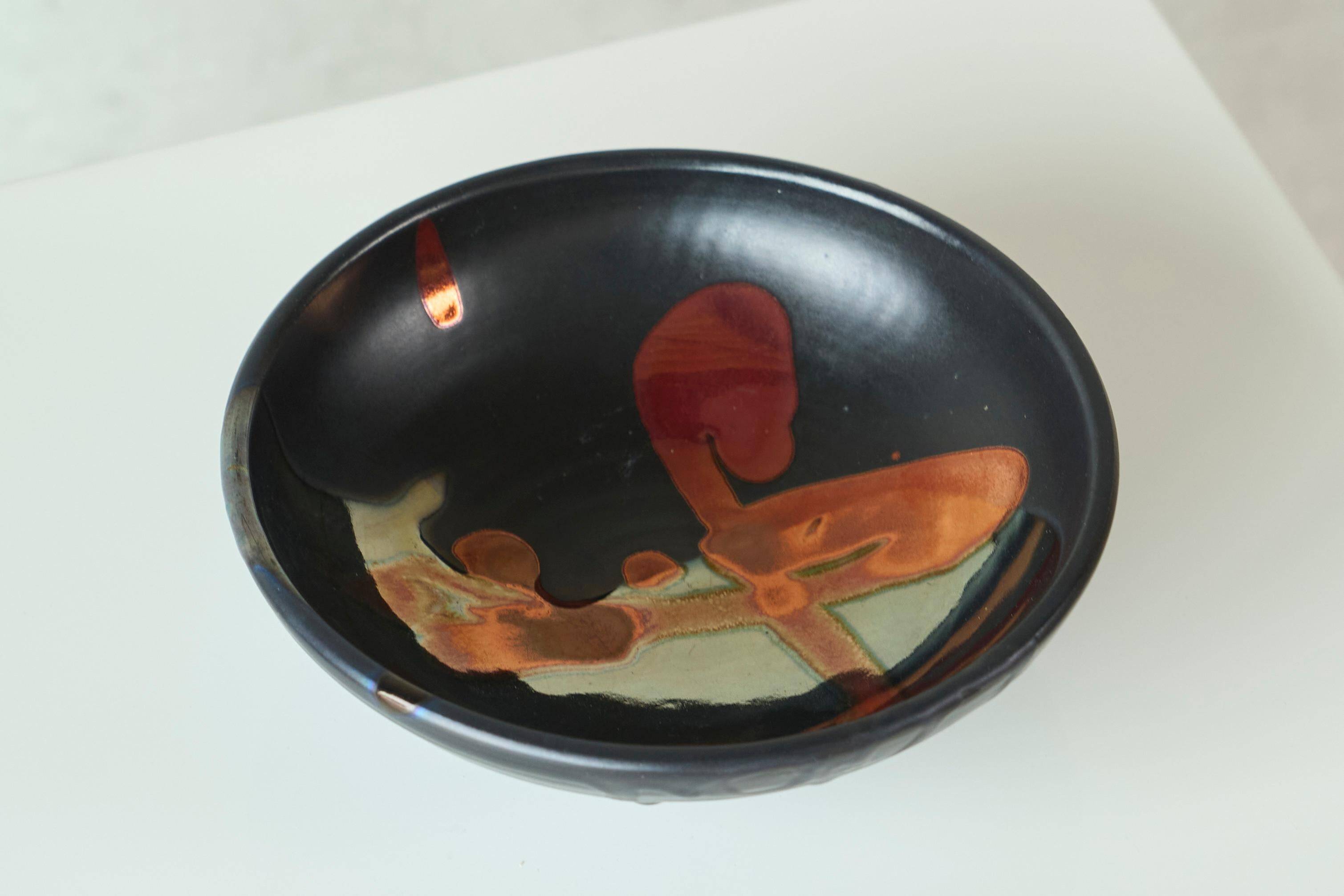Coupe en poterie japonaise vitrifiée, ère Showa, années 1960