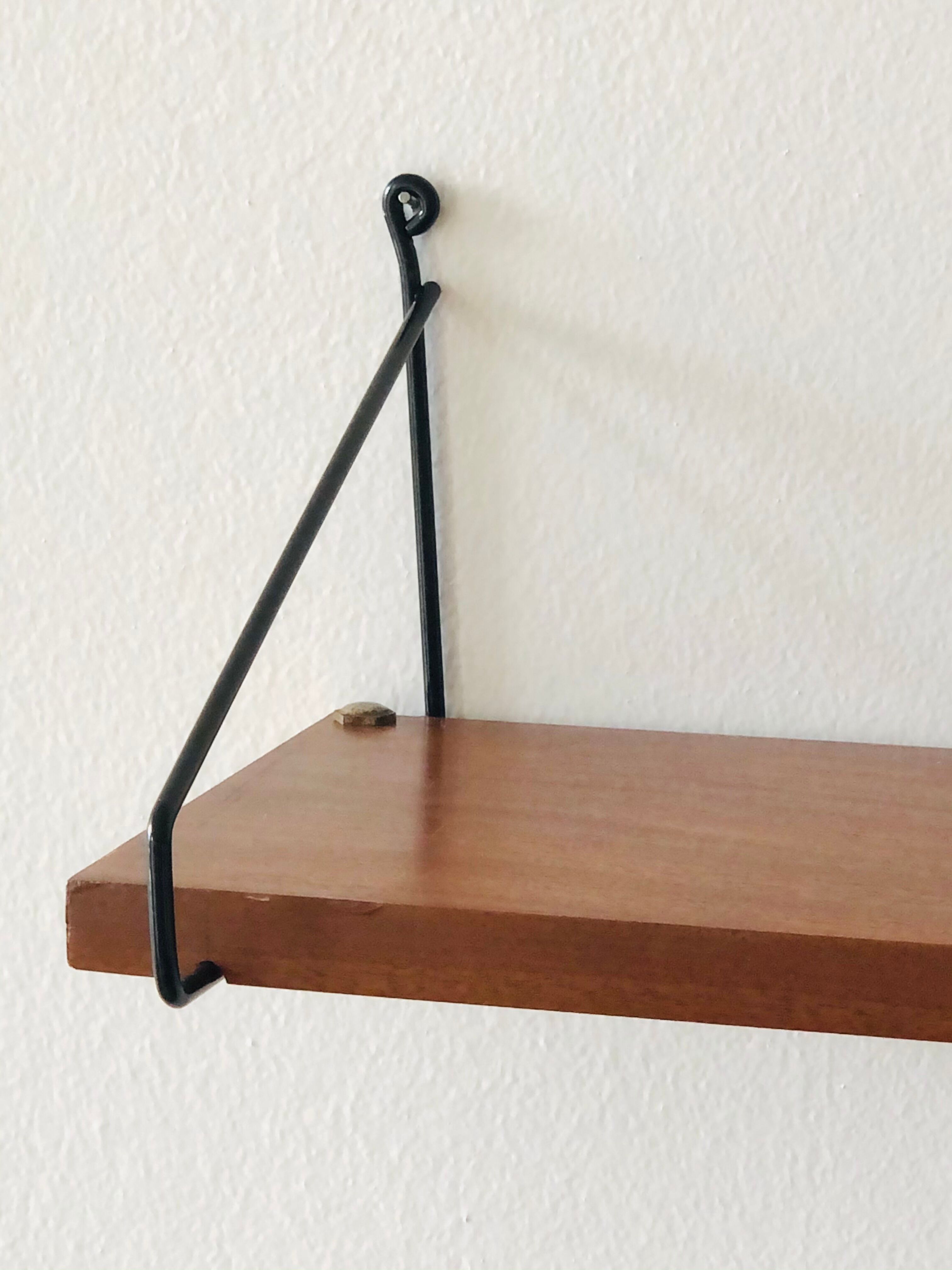 Wall shelf L82cm metal and wood