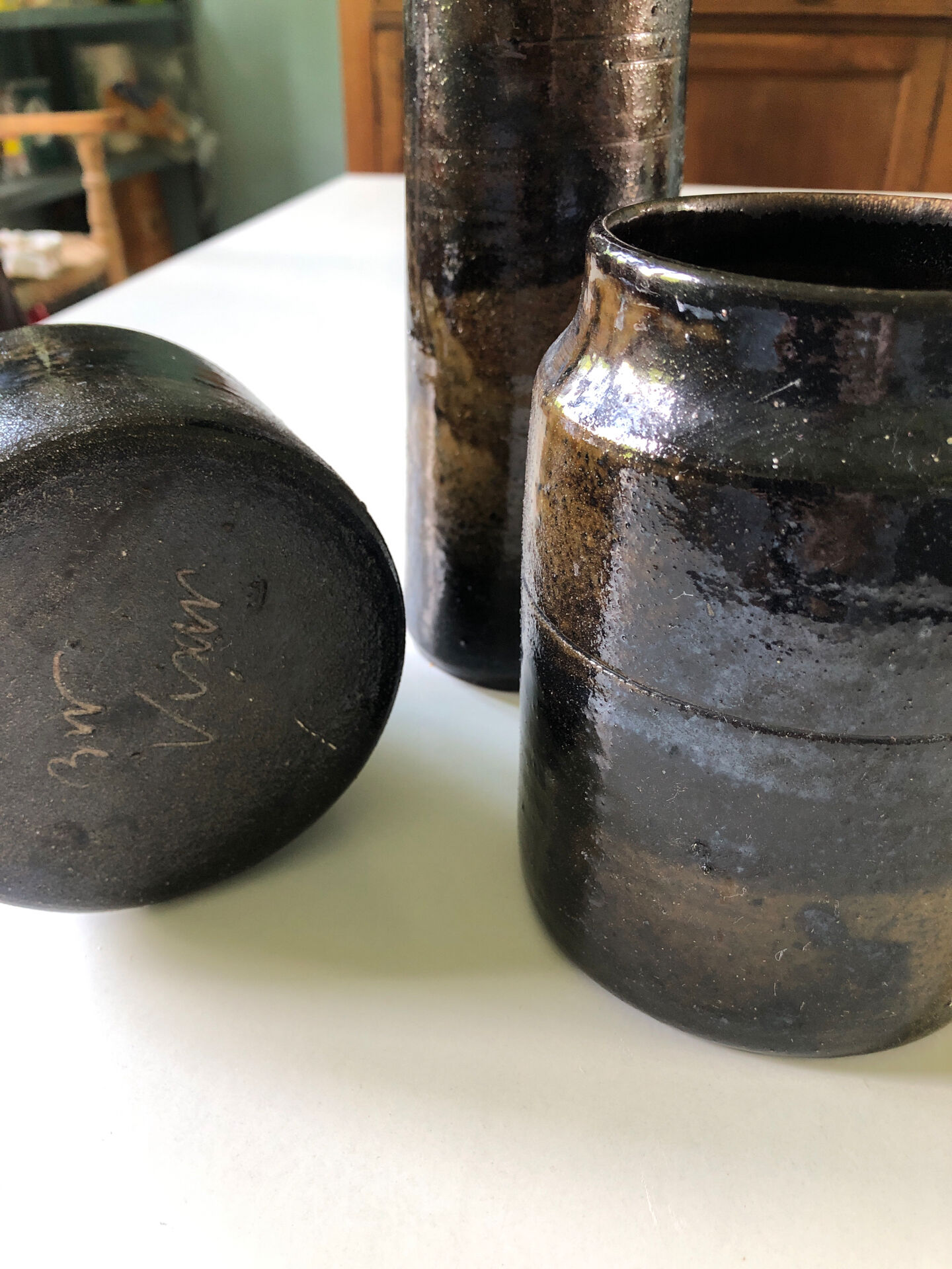 Ensemble de pots noirs poterie vintage 70’s