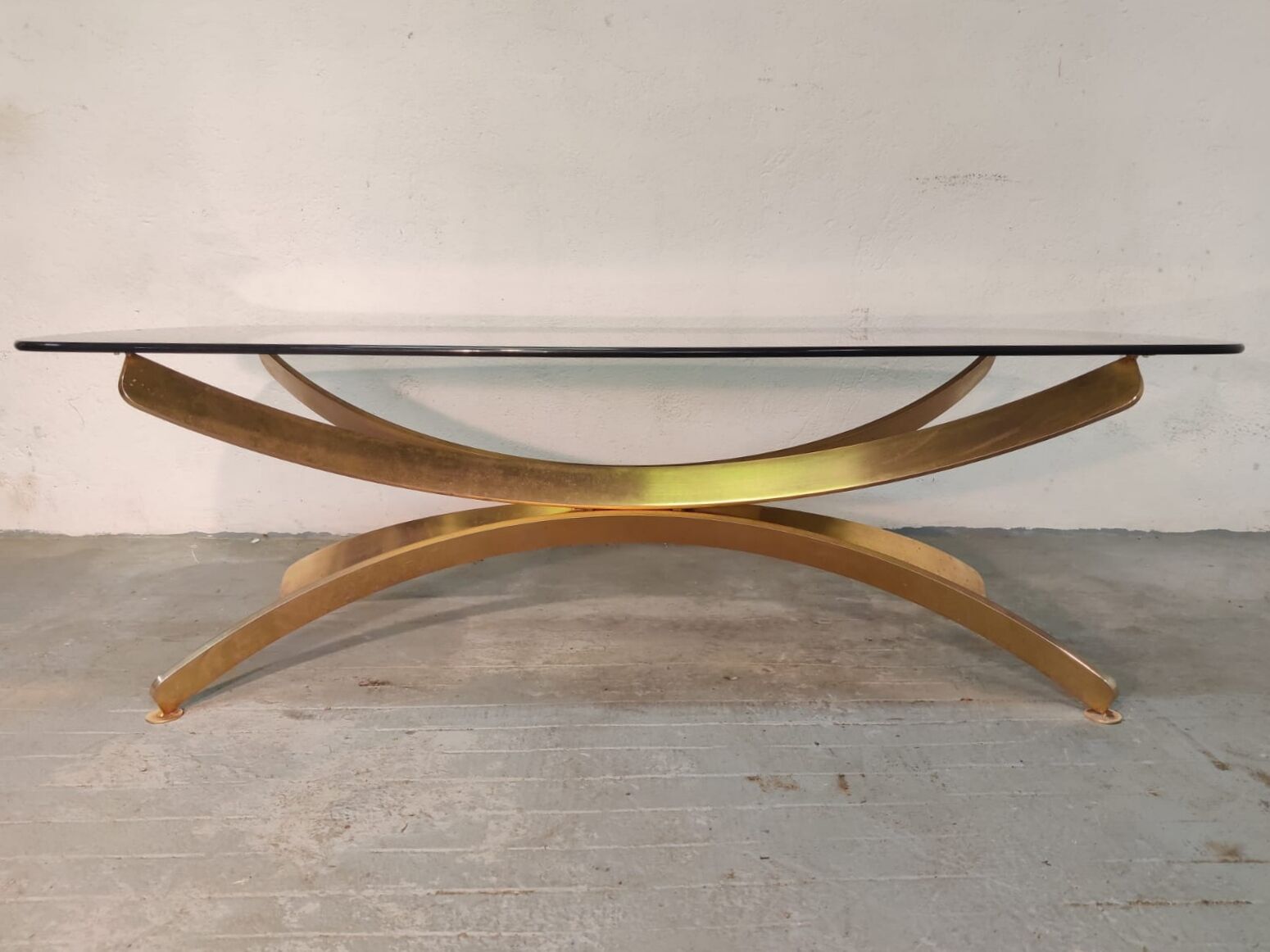 Golden metal coffee table, 70s