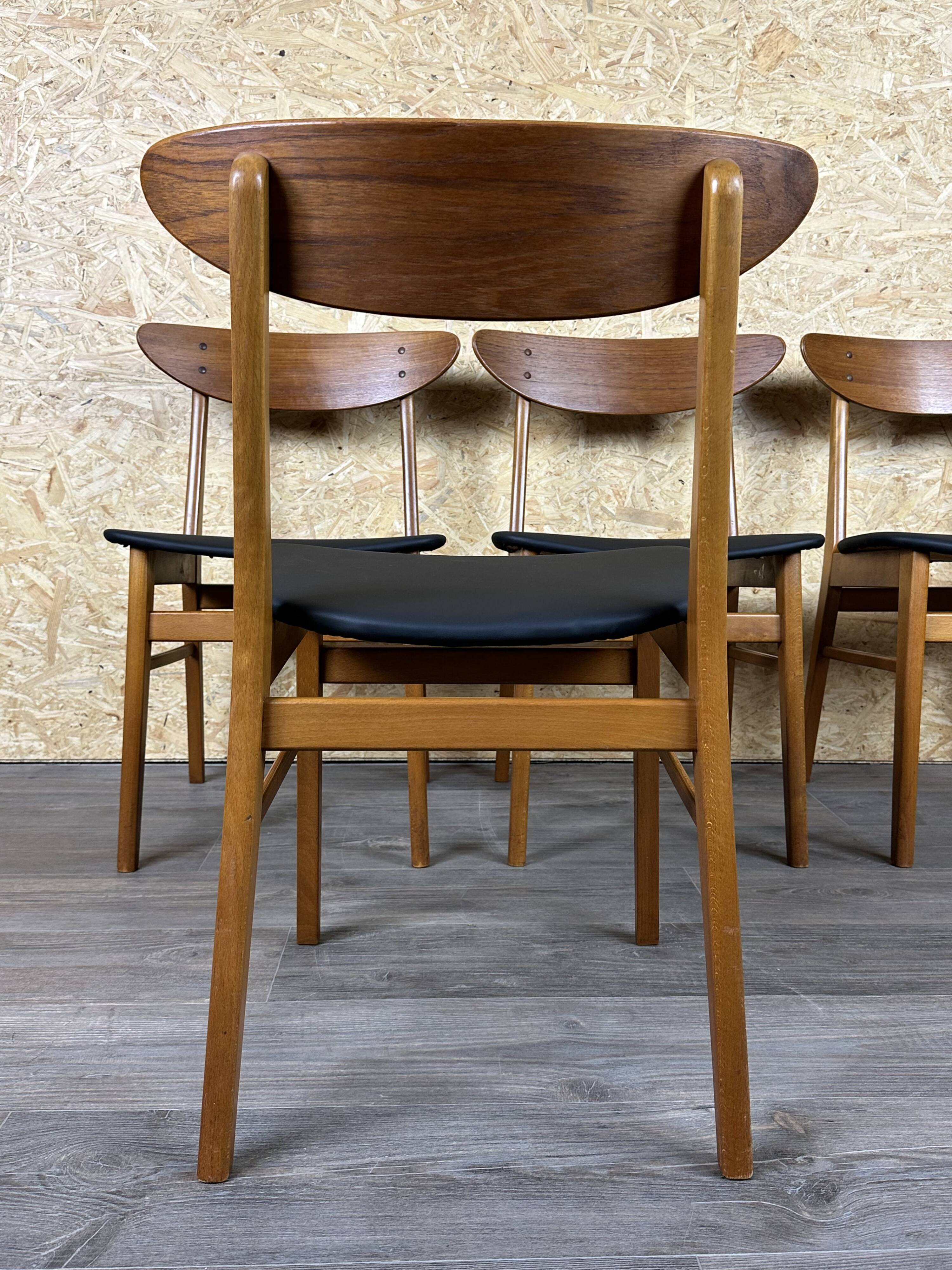 4x 60s 70s Teak Dining Room Chairs Danish Modern Design
