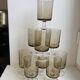 Set of 8 70s smoked glass wine glasses