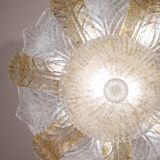 Italian Orange and Trasparent and Murano Glass Ceiling Light
