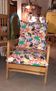 Fauteuil relax vintage en bois – coussins entièrement reconfectionnés
