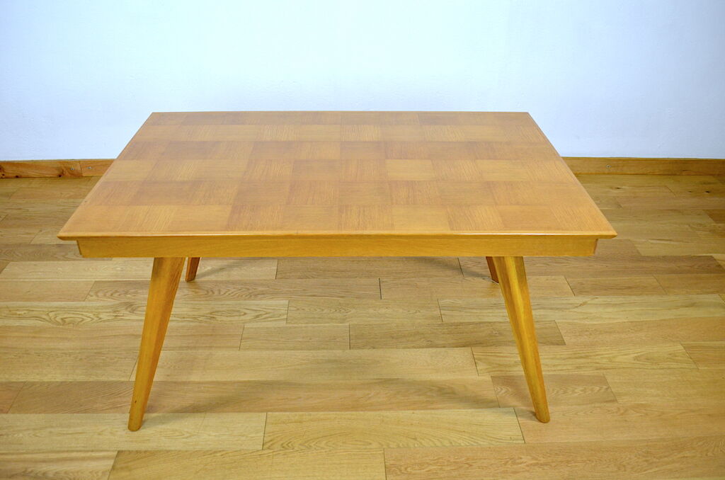 Table feet compass in vintage blond oak 1960