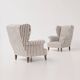 Pair of Striped French Bergère Armchairs, 1970s
