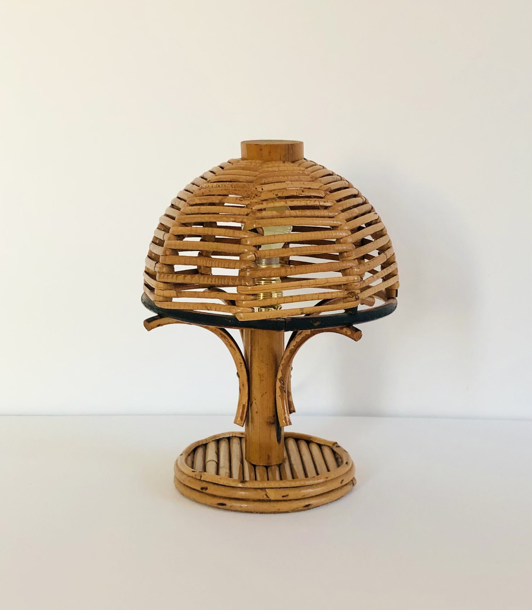 Rattan table lamp, Italy 60s