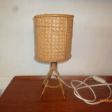 Wicker rattan bedside lamp 1960