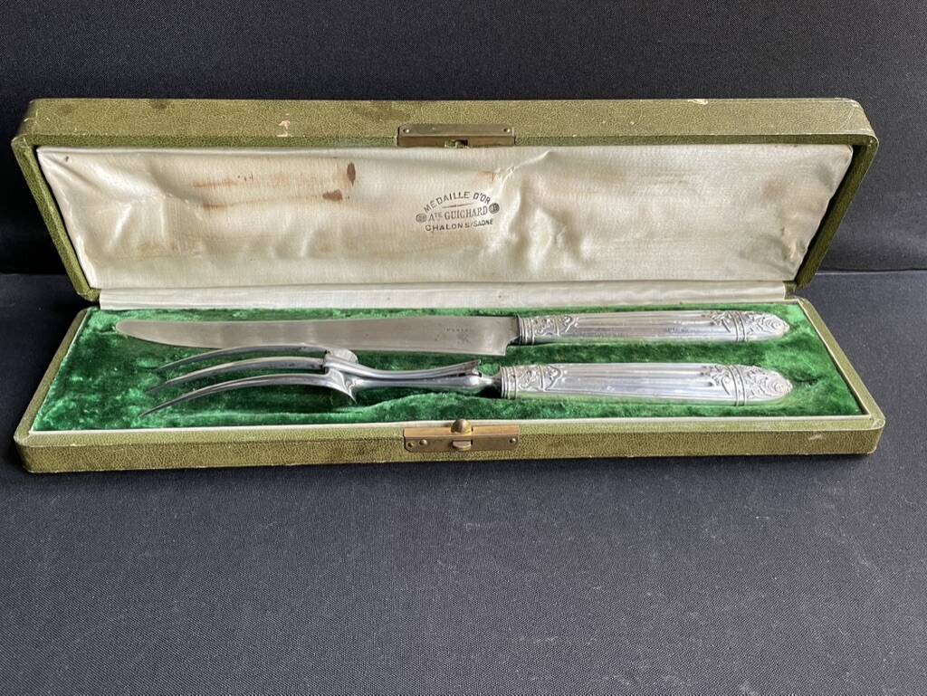 Silver cutting service stuffed in a case - ATE Guichard & Émile Puiforcat - 19th century