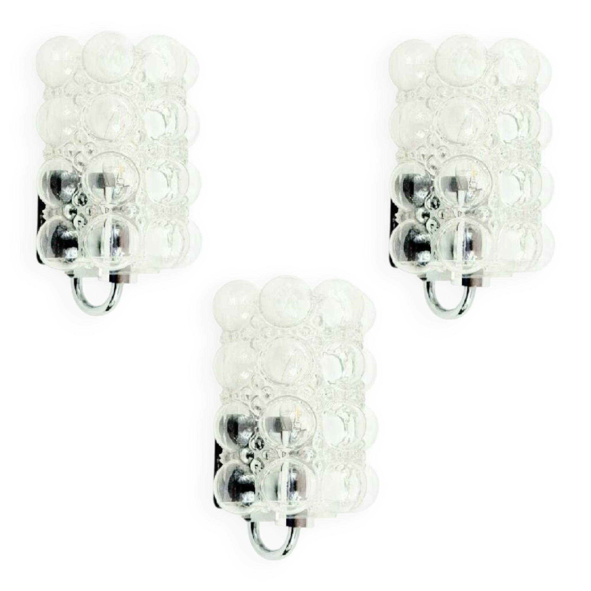 Mid-Century Bubble Glass Wall Lamps by Helena Tynell for Limburg, 1960s