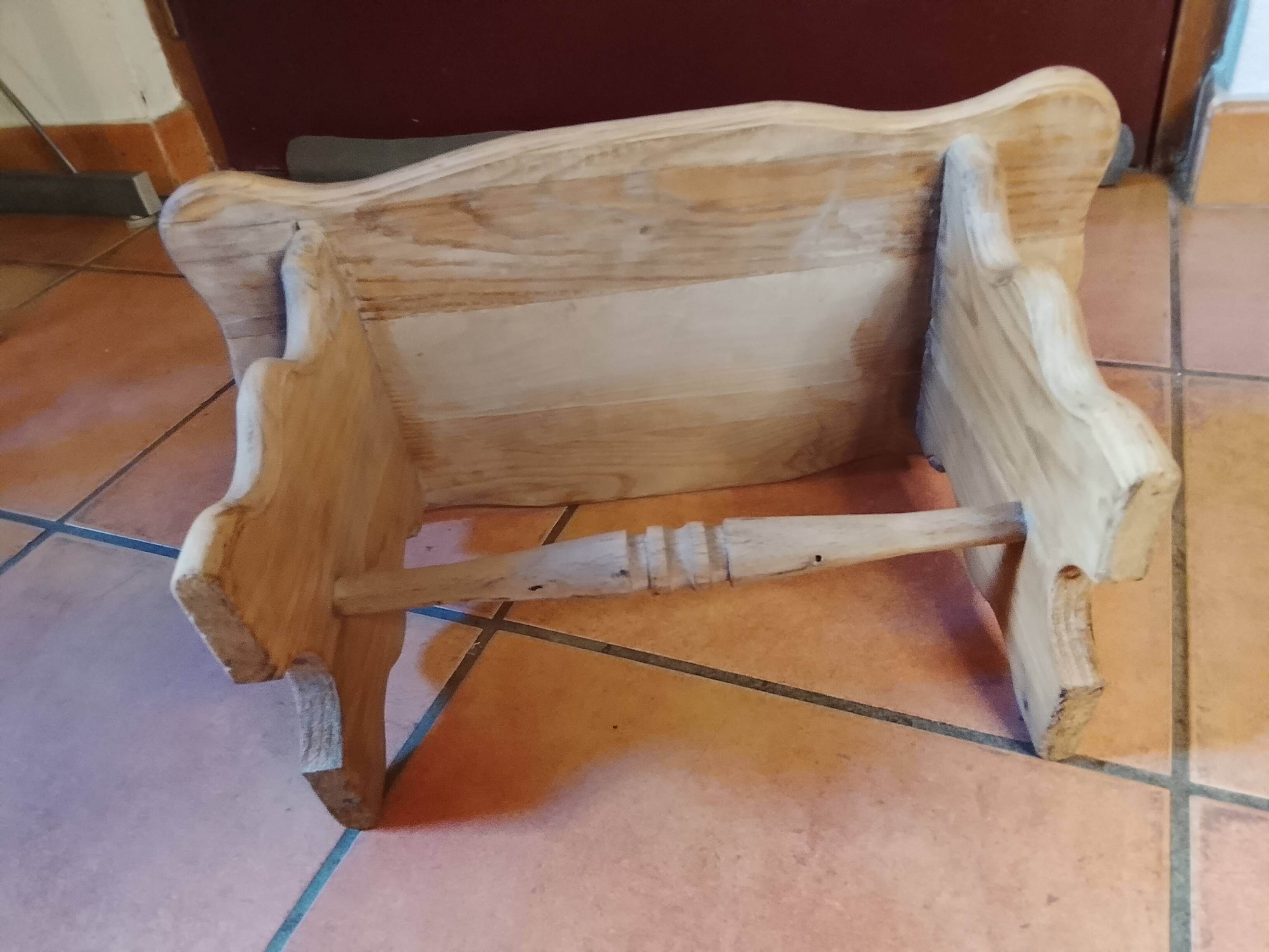 Small bench / low rustic stool in solid wood