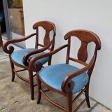 Pair of directorial style armchairs with sticks