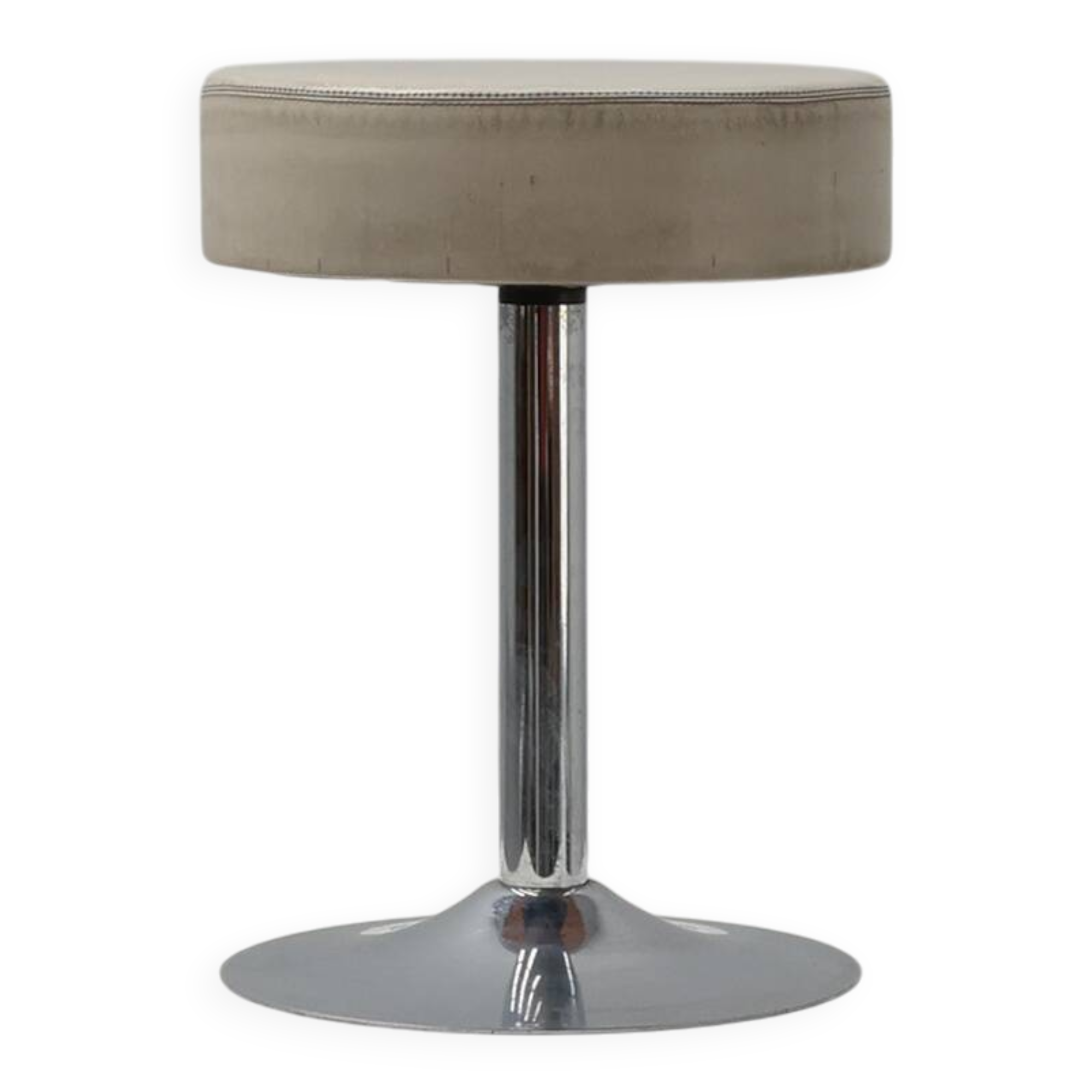 Vintage Mid-century design stool in chrome with white leather seat, 1970s