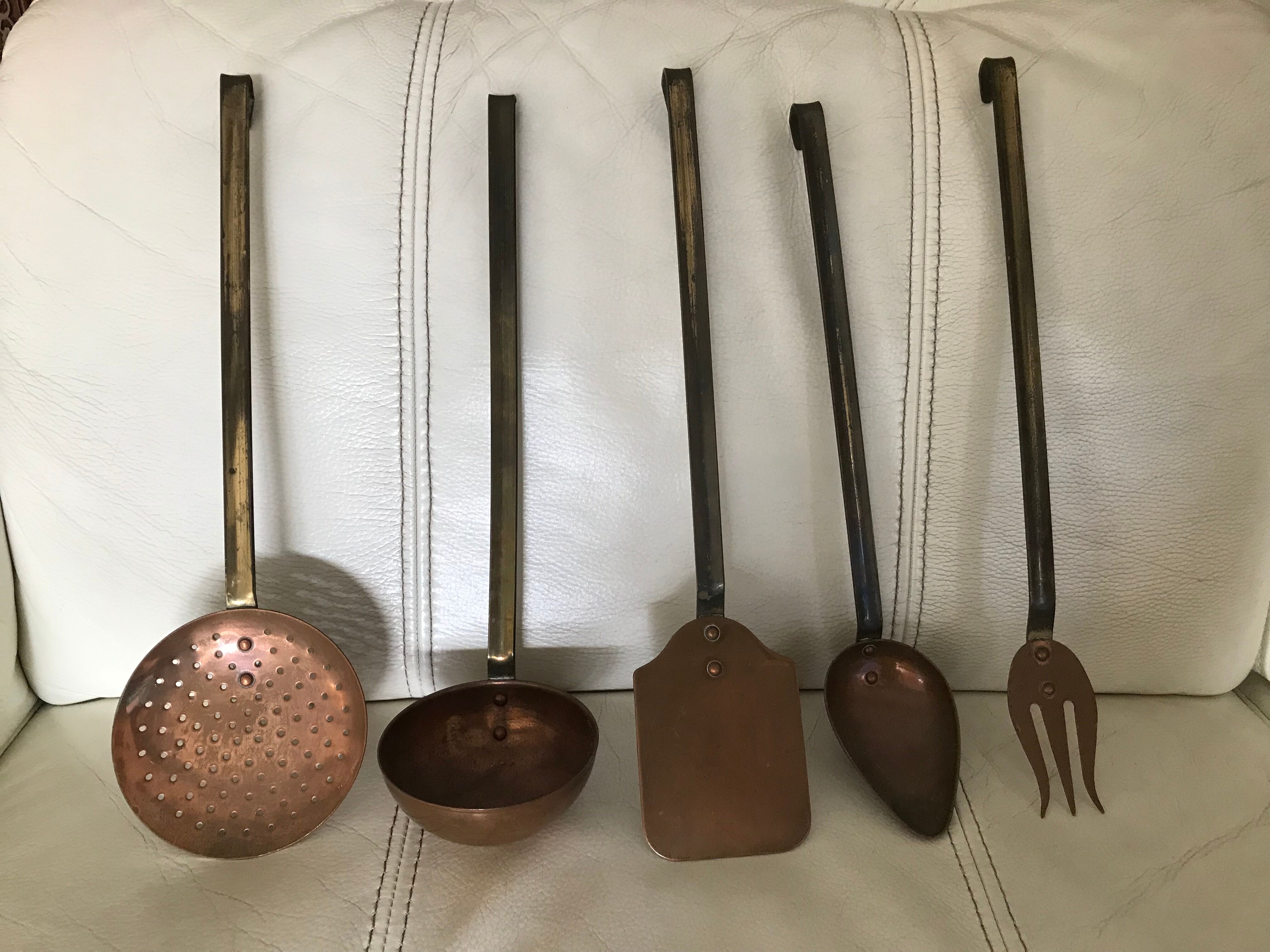 Copper kitchen utensils set