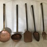 Copper kitchen utensils set