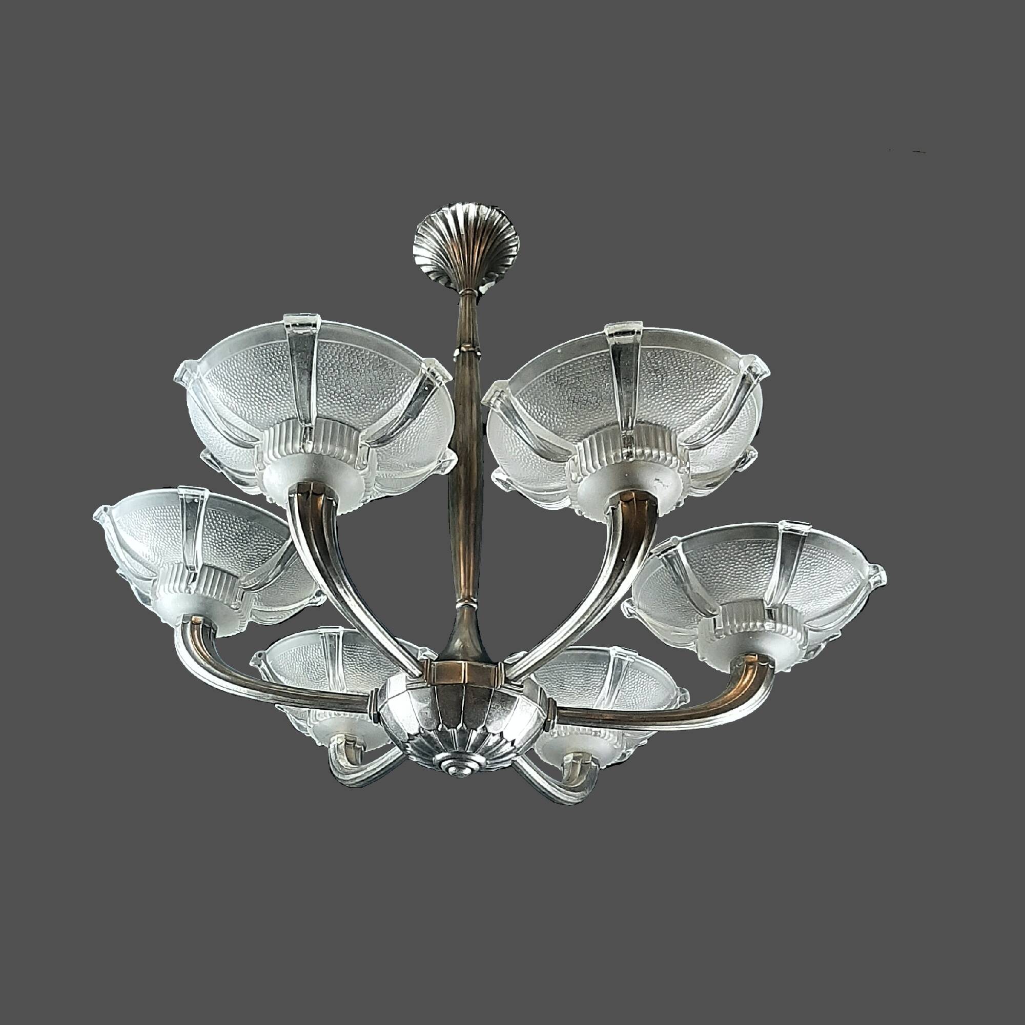 Lustre art deco 6 coupelles ezan