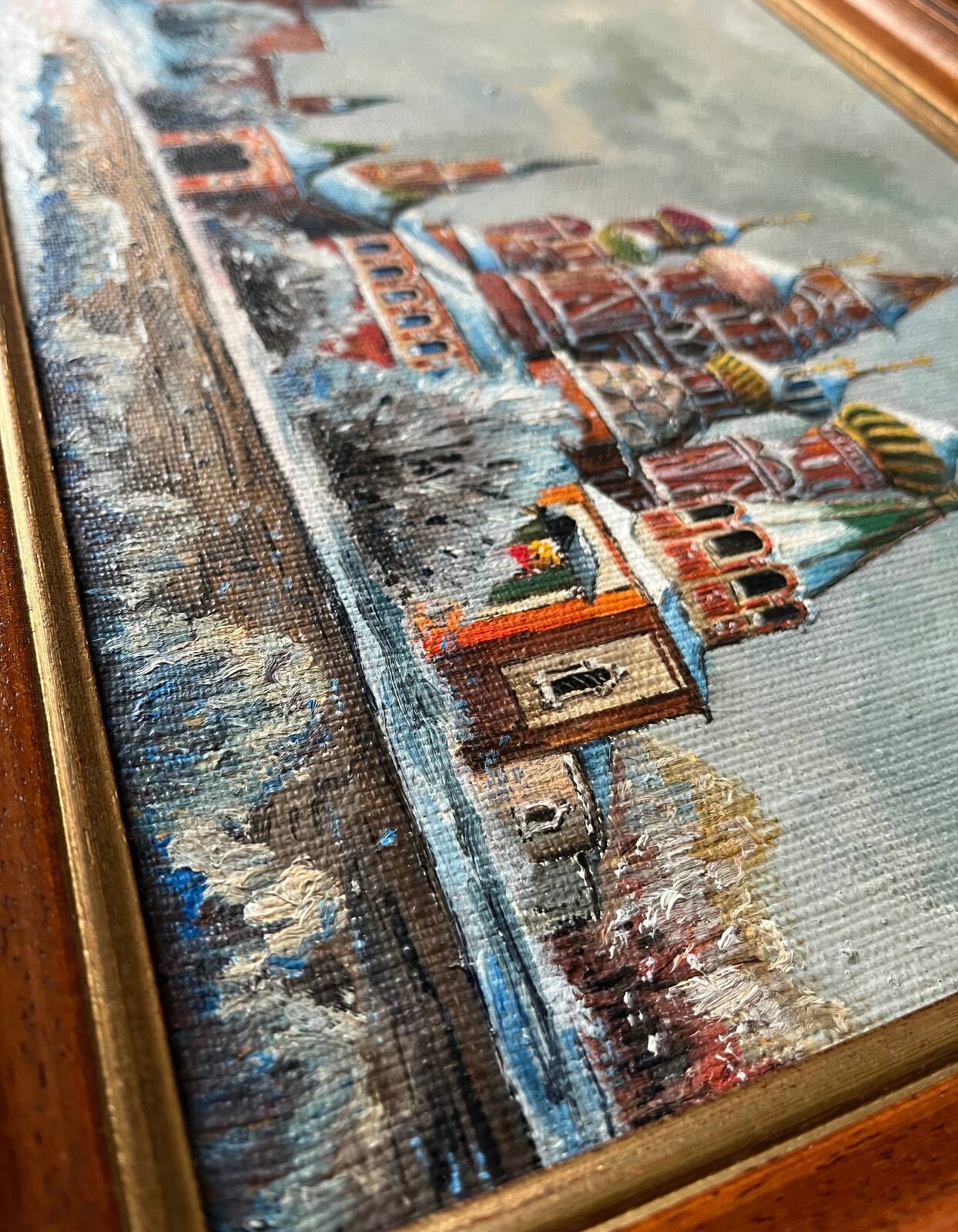 HST painting Saint Basil's Cathedral under the snow Moscow Russian school